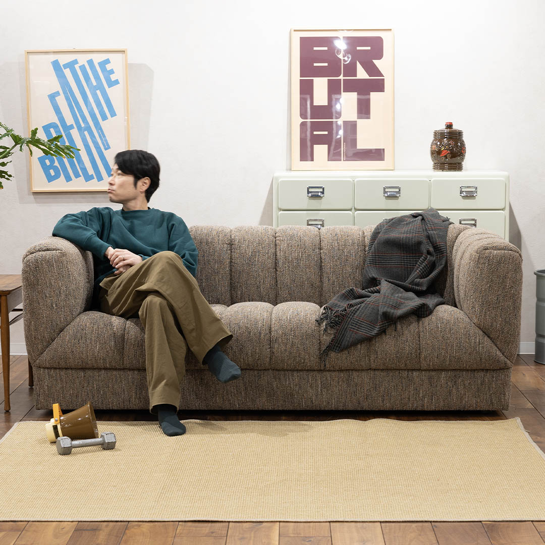 FABRIC SOFA WAVE 3 SEATER BROWN