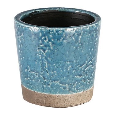 COLOR GLAZED POT M.BLUE