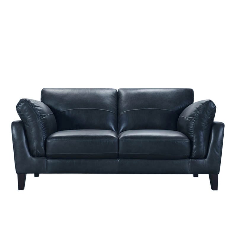 LEATHER SOFA 2 SEATER FRENCH NAVY