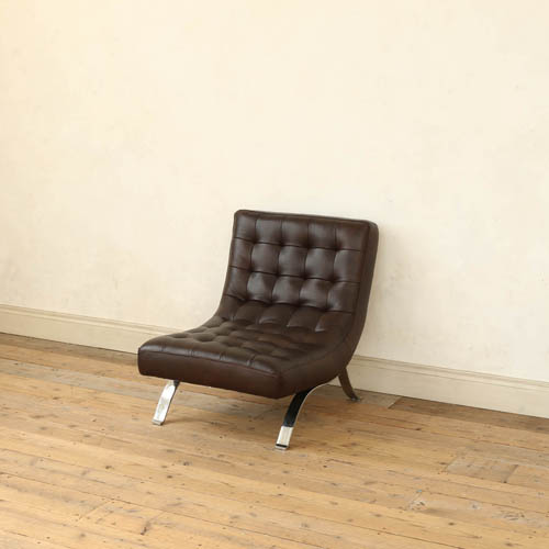 LEATHER SOFA 1 SEATER D.BR