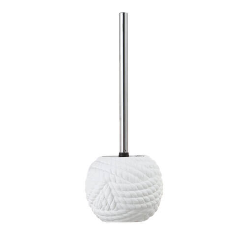SEASIDE STONEWARE TOILET BRUSH SET WHITE
