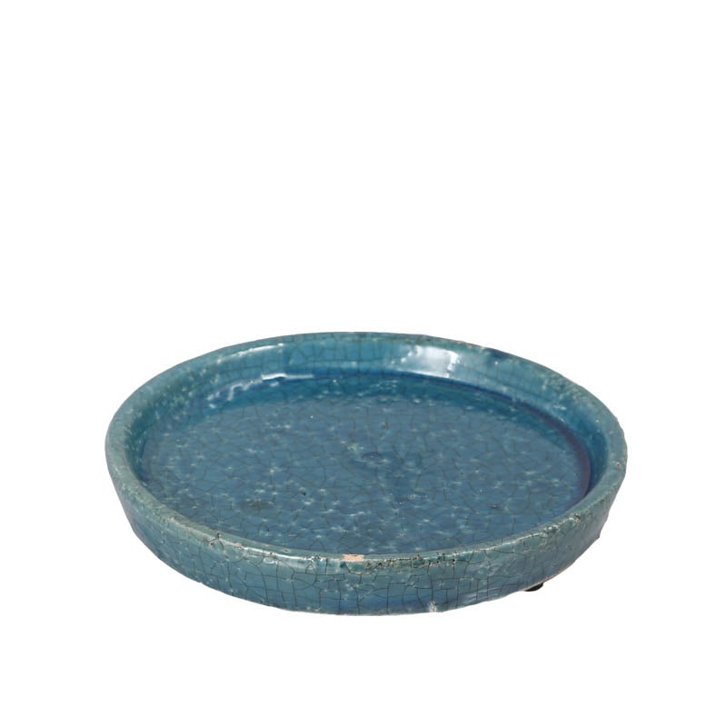 COLOR GLAZED SAUCER M.BLUE