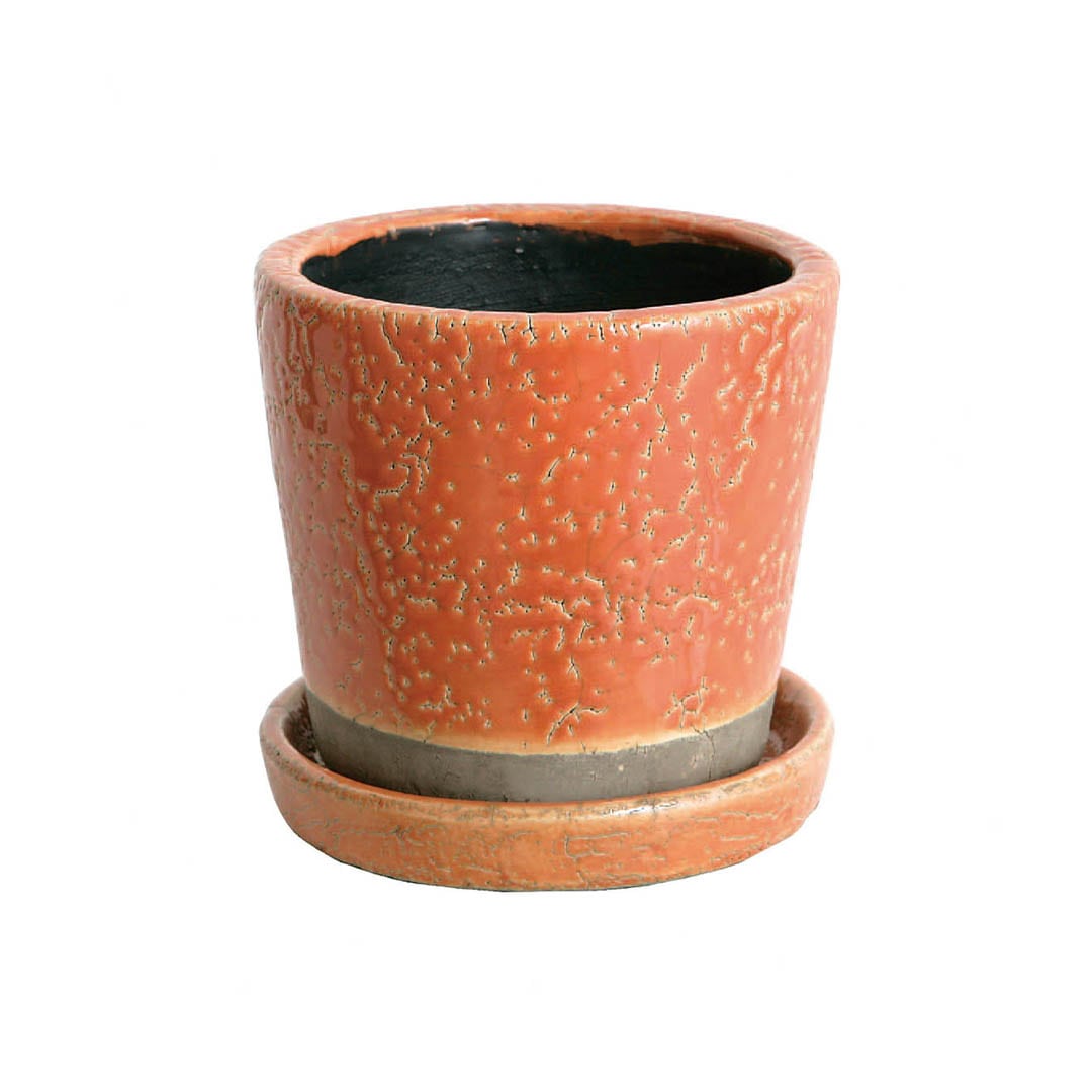 COLOR GLAZED POT  ORANGE