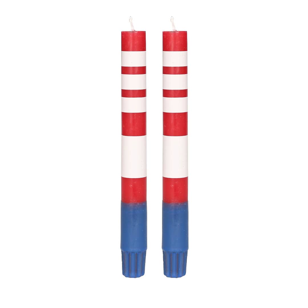 CANDLE STRIPE RED SET OF 2