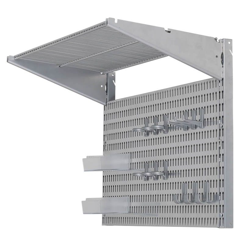 STEEL SHELF & PEGBOARD SET SILVER