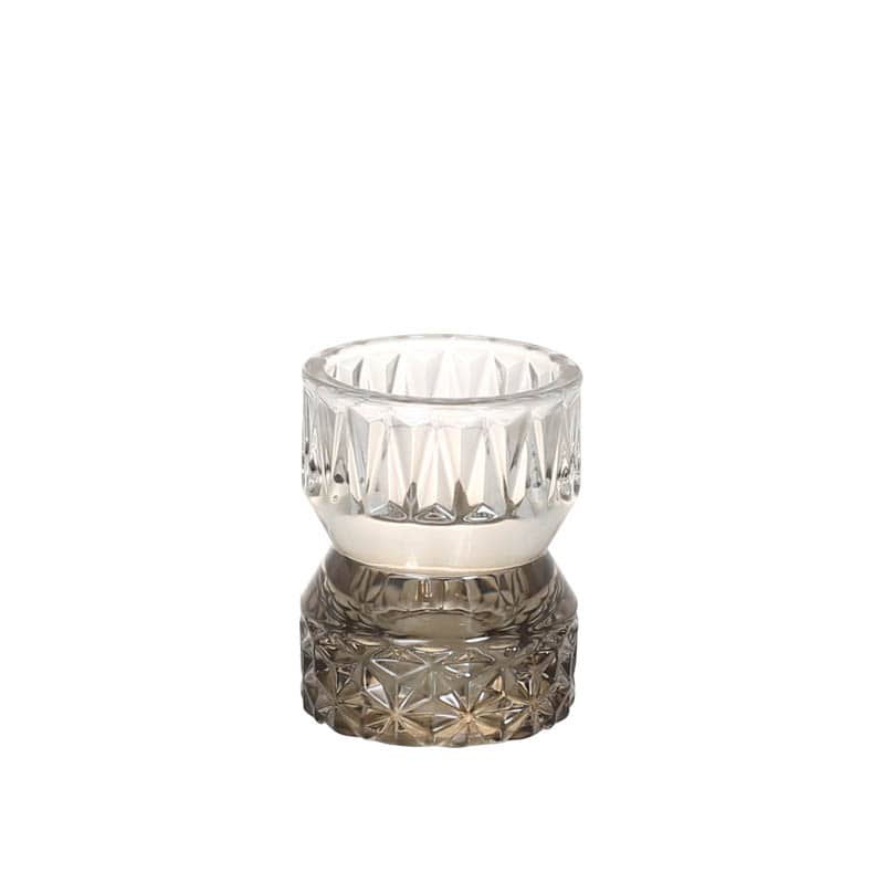 GLASS CANDLE HOLDER SMOKE