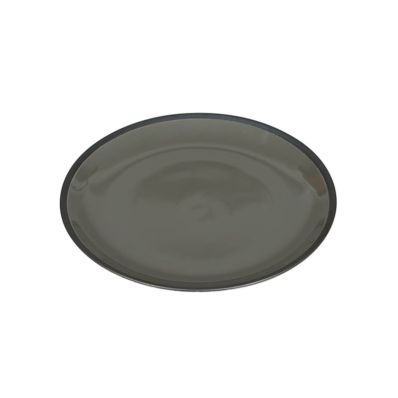 DINNER PLATE WITH RUST RIM GRAY