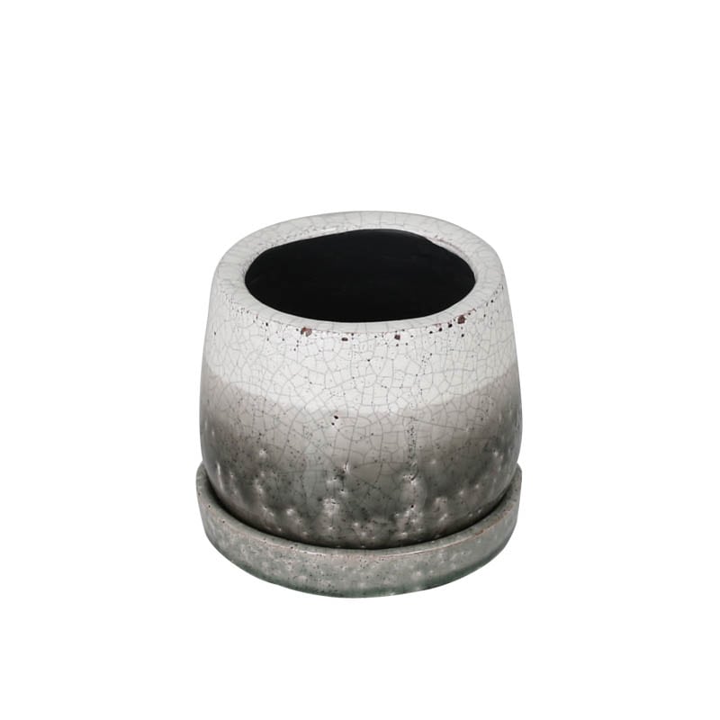 GLAZED POT ROUND GREENISH GRAY XS