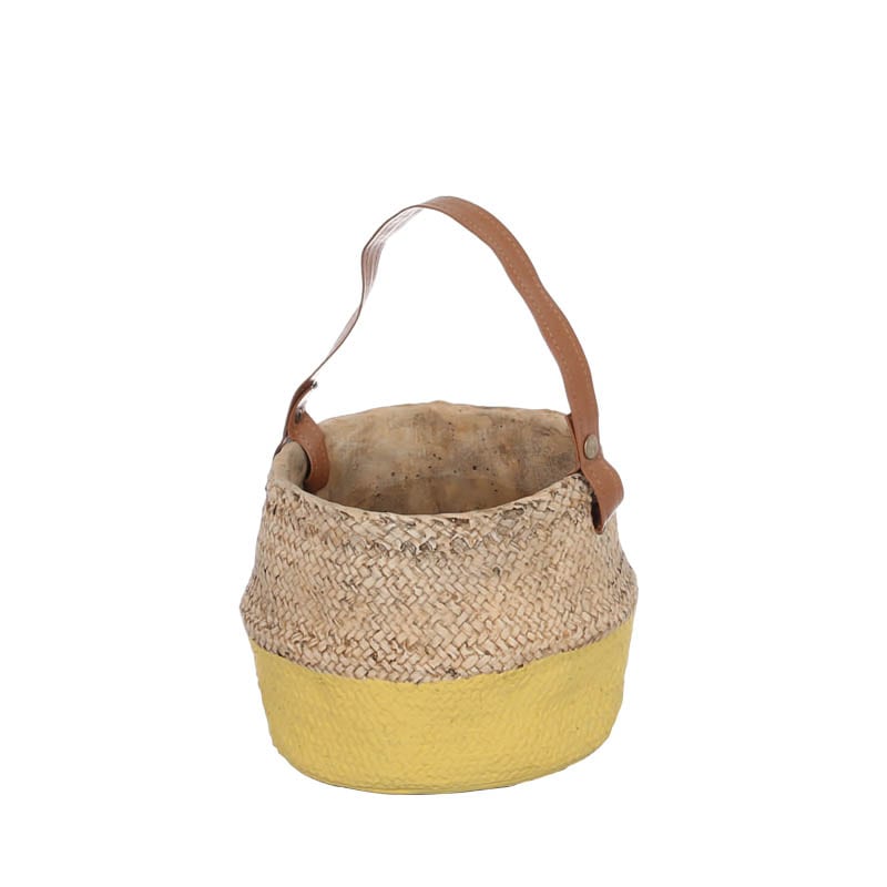 CEMENT BASKET POT BUTTERFLY YELLOW S