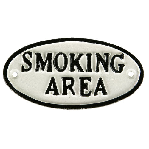 OVAL SIGN WHITE "SMOKING AREA"