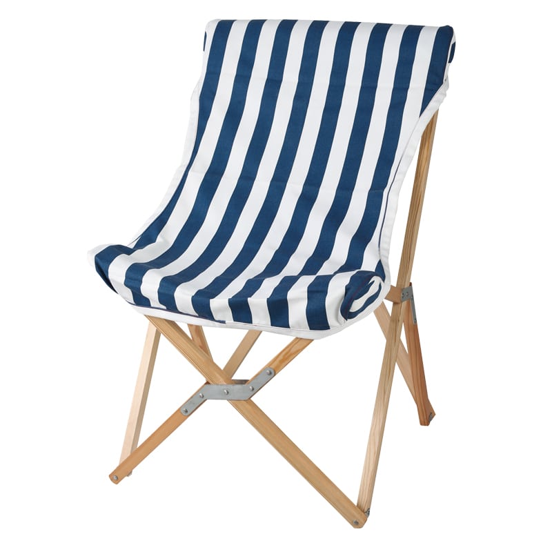 WOODEN BEACH CHAIR NAVY STRIPE