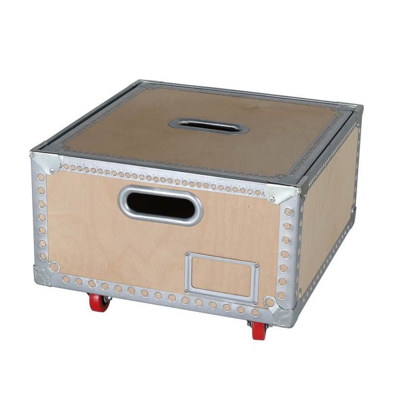 WOODEN BOX WITH CASTORS