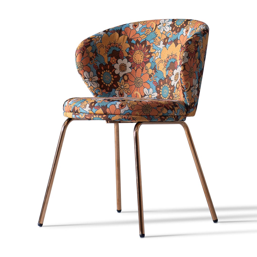 DINING CHAIR FLOWER PATTERN ORANGE