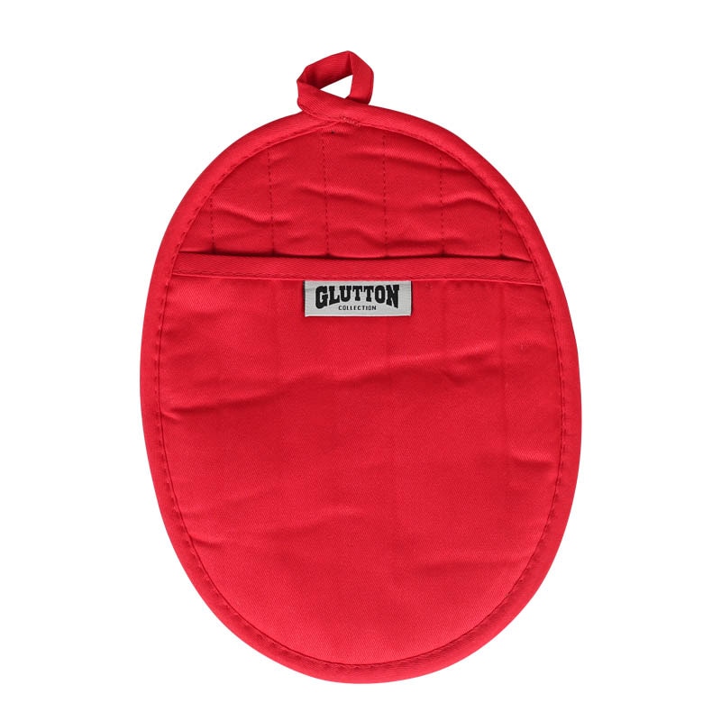 GLUTTON POT HOLDER RED