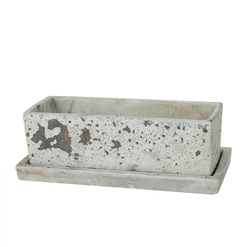 SOLID PLANTER RECTANGLE L ROUGH GRAY