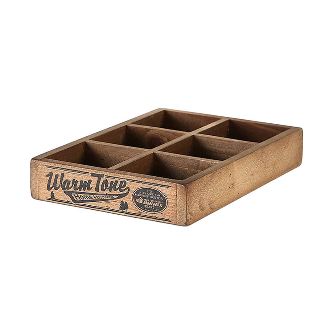 6 PARTITION WOODEN BOX