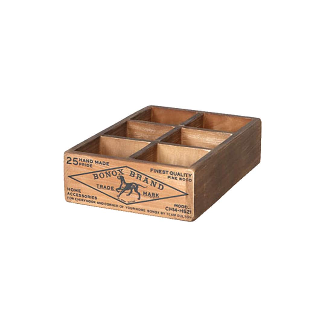 6 PARTITION WOODEN BOX
