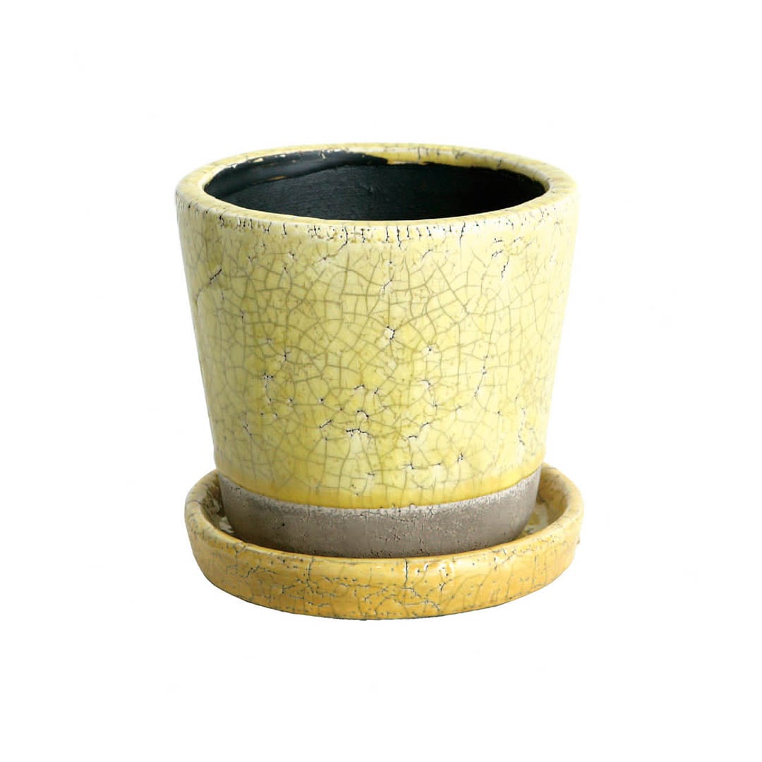 COLOR GLAZED POT YELLOW