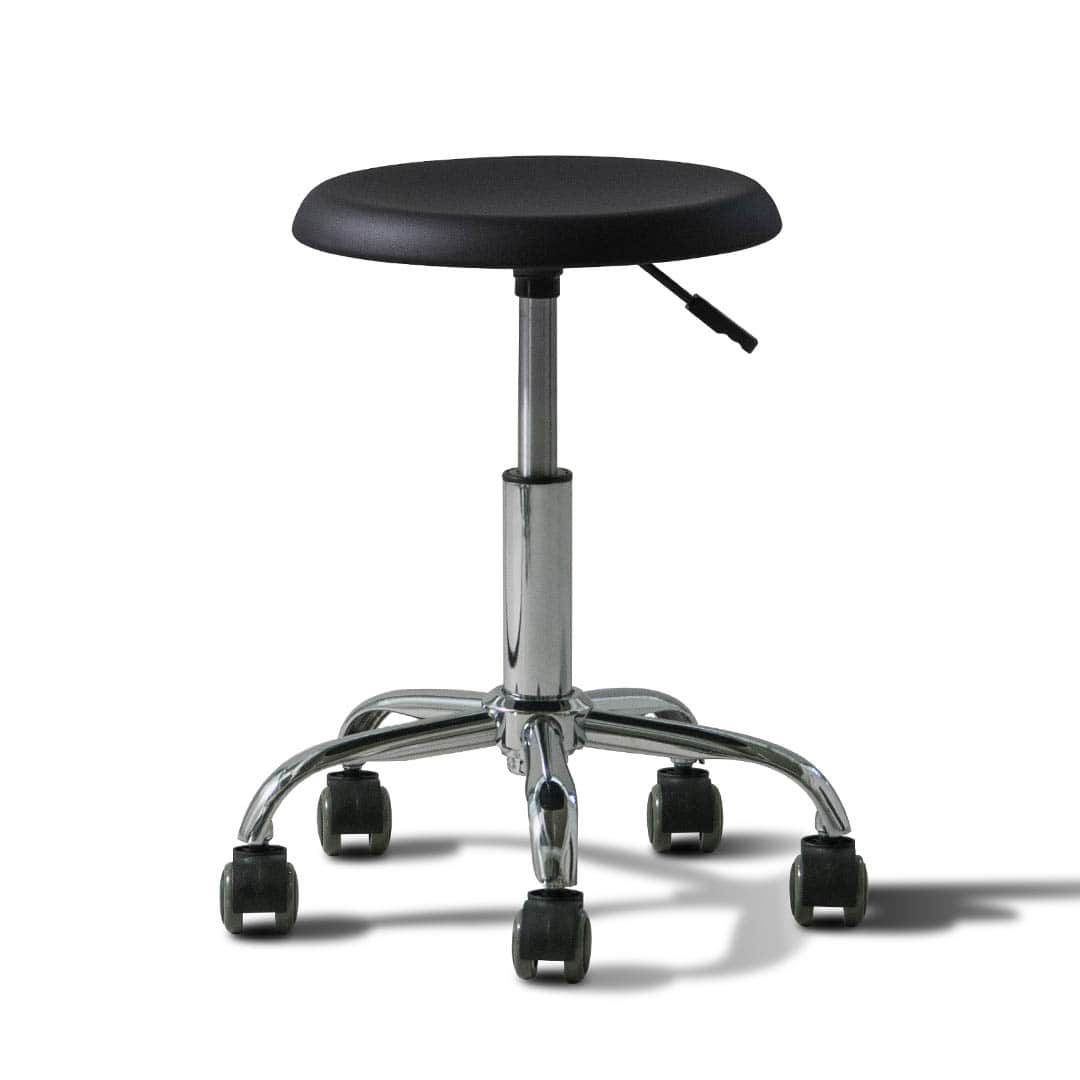 STEEL STOOL WITH CASTORS MATT BLACK