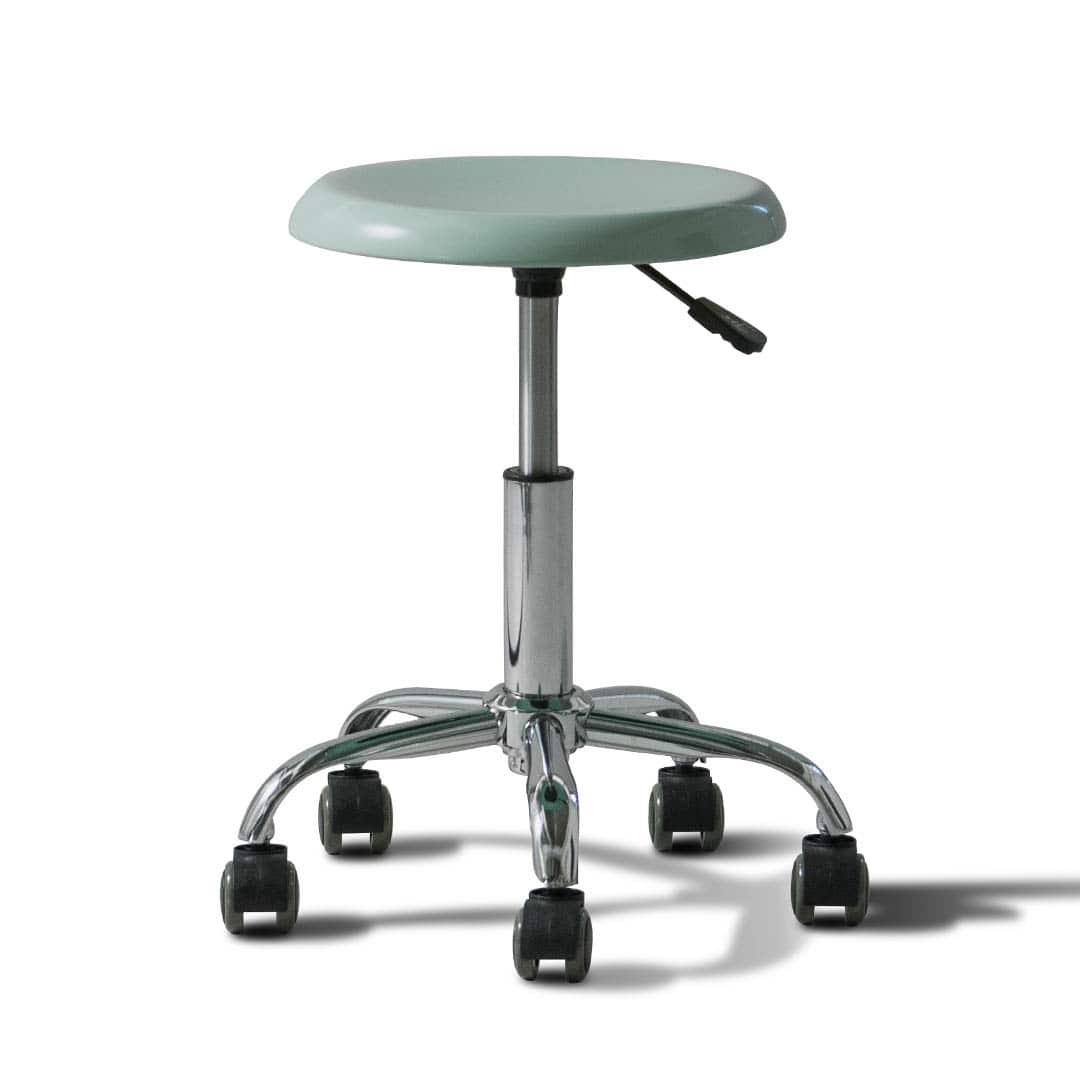 STEEL STOOL WITH CASTORS LIGHT GREEN