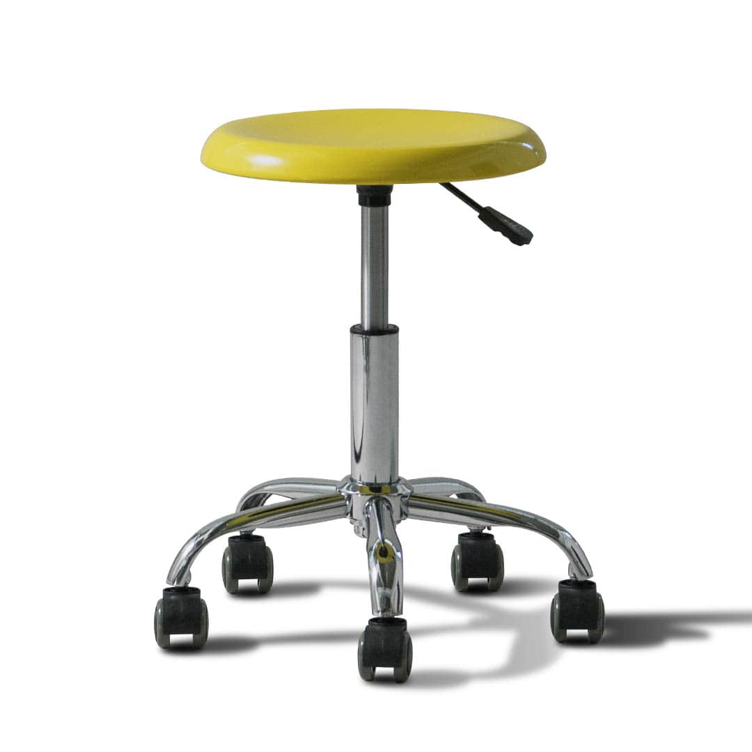 STEEL STOOL WITH CASTORS YELLOW