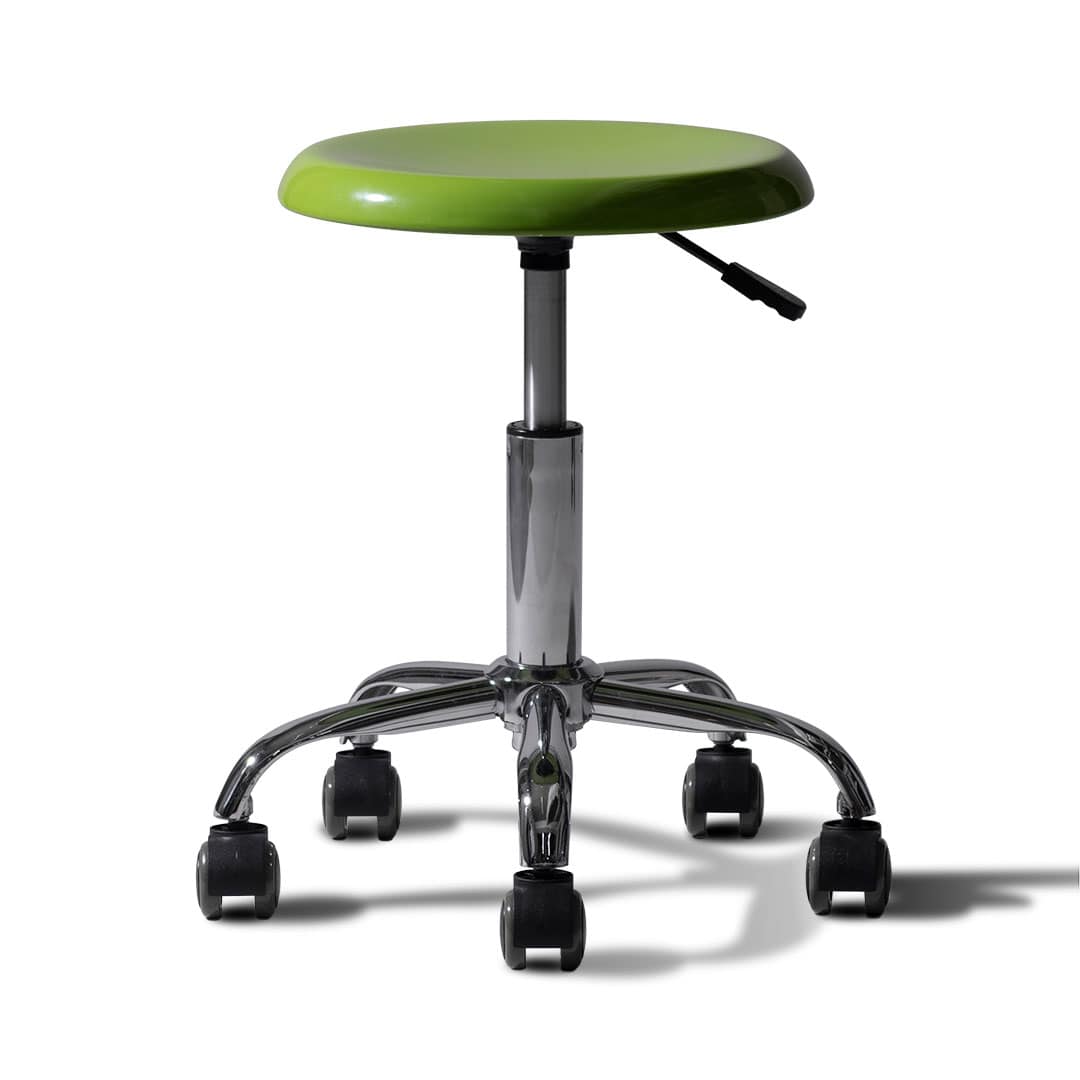 STEEL STOOL WITH CASTORS GREEN