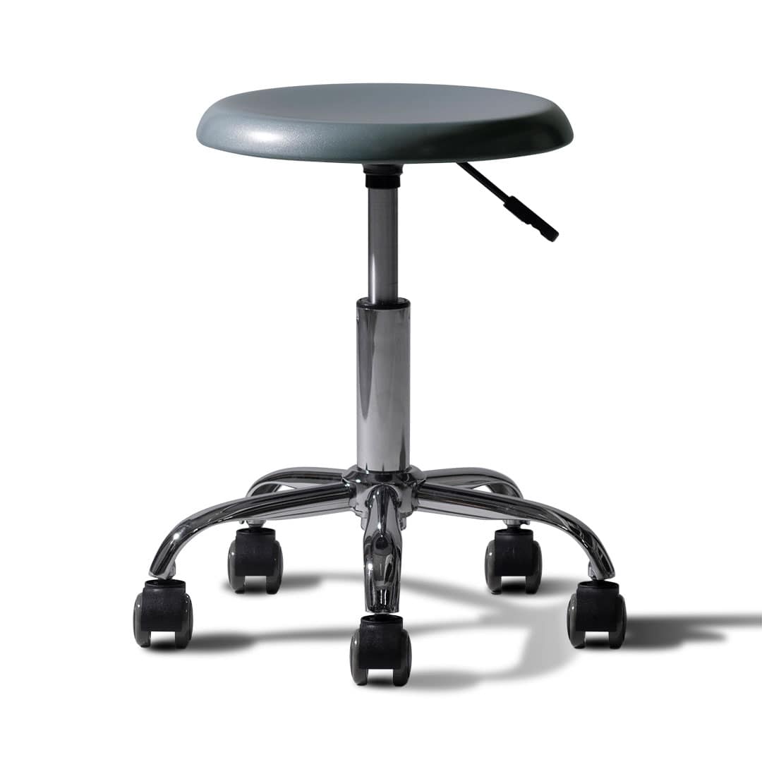 STEEL STOOL WITH CASTORS SILVER
