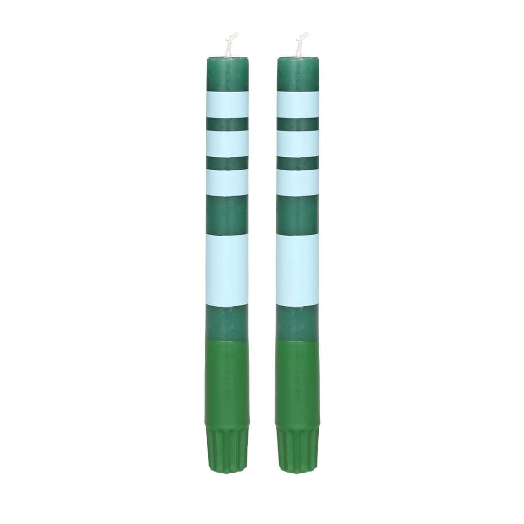 CANDLE STRIPE GREEN SET OF 2