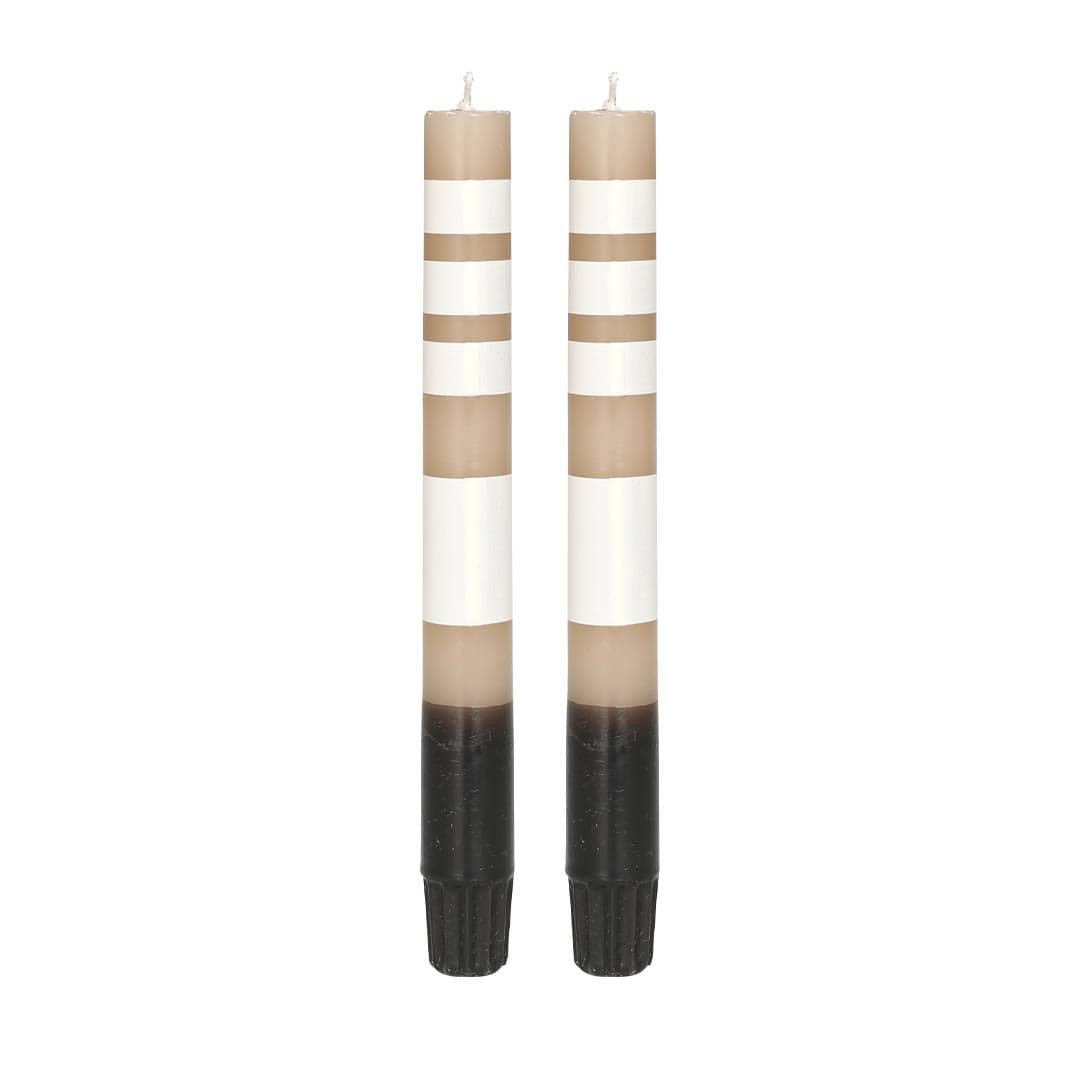 CANDLE STRIPE GRAY SET OF 2