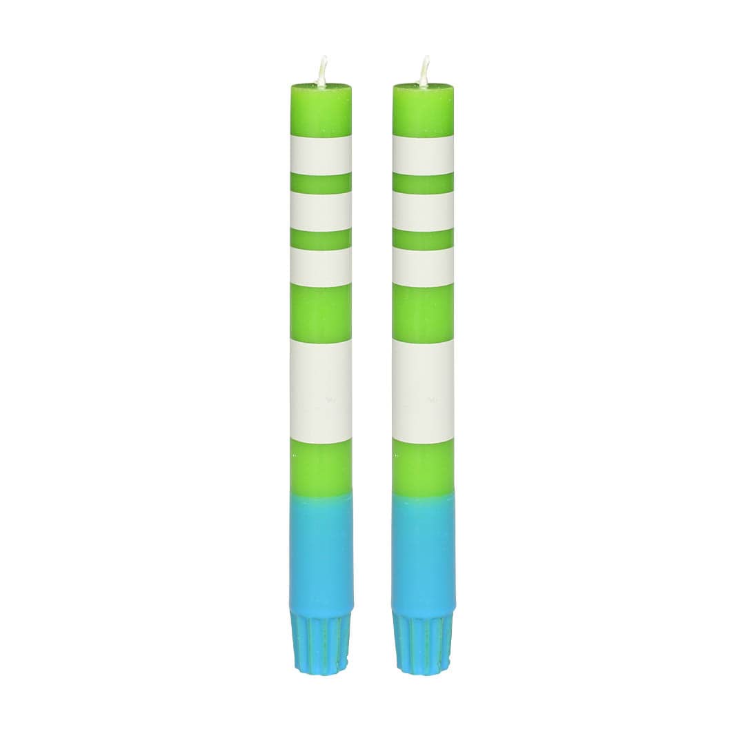 CANDLE STRIPE LIGHT GREEN SET OF 2