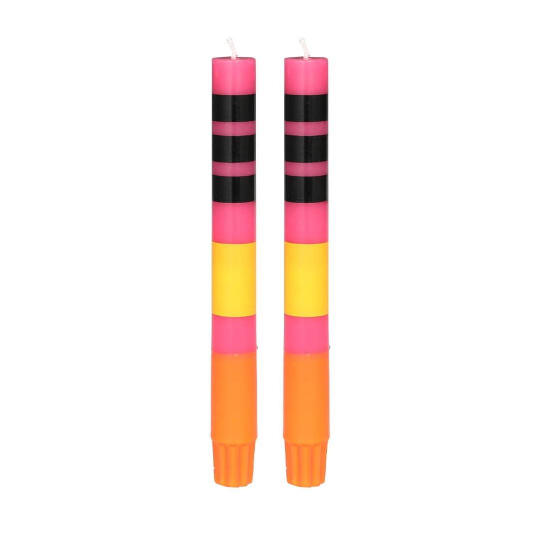 CANDLE STRIPE PINK SET OF 2