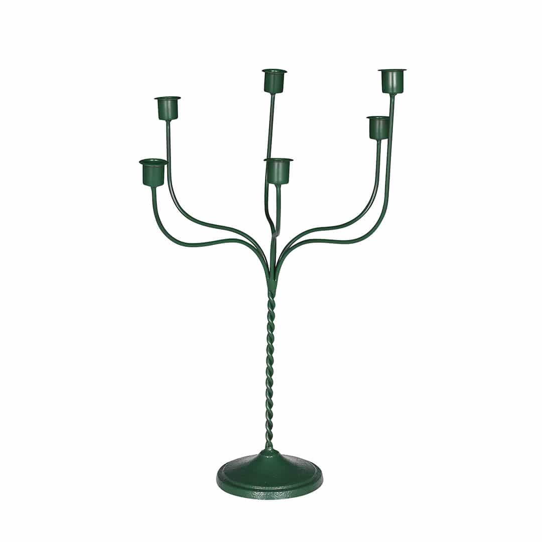 IRON CANDLE HOLDER 6 GREEN