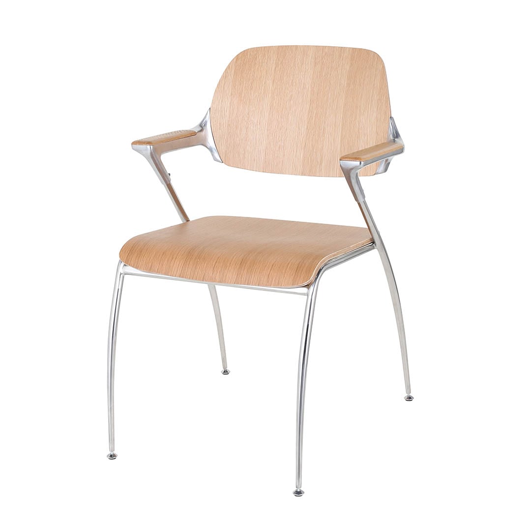 WOOD ALUMINUM ARM CHAIR OAK