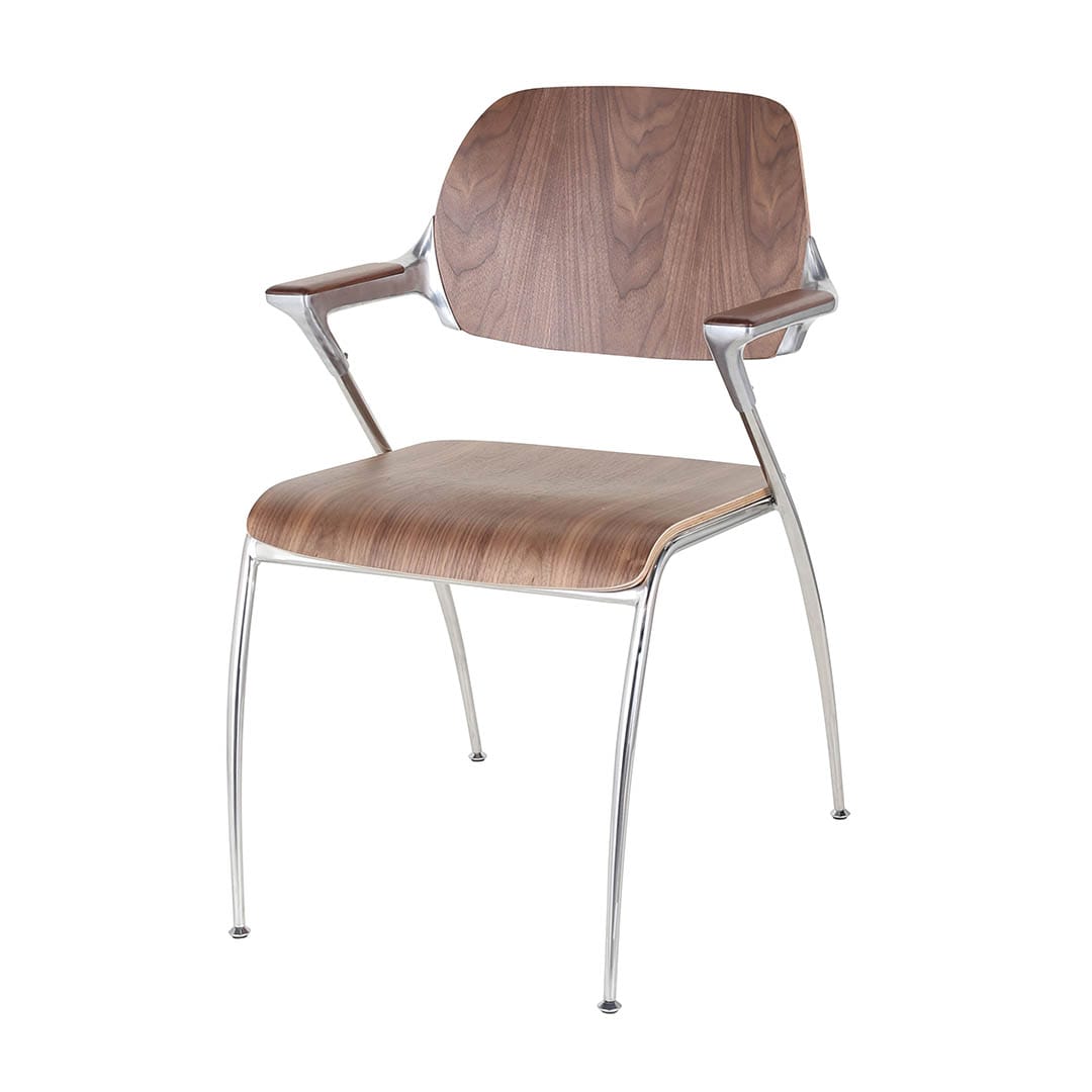 WOOD ALUMINUM ARM CHAIR WALNUT