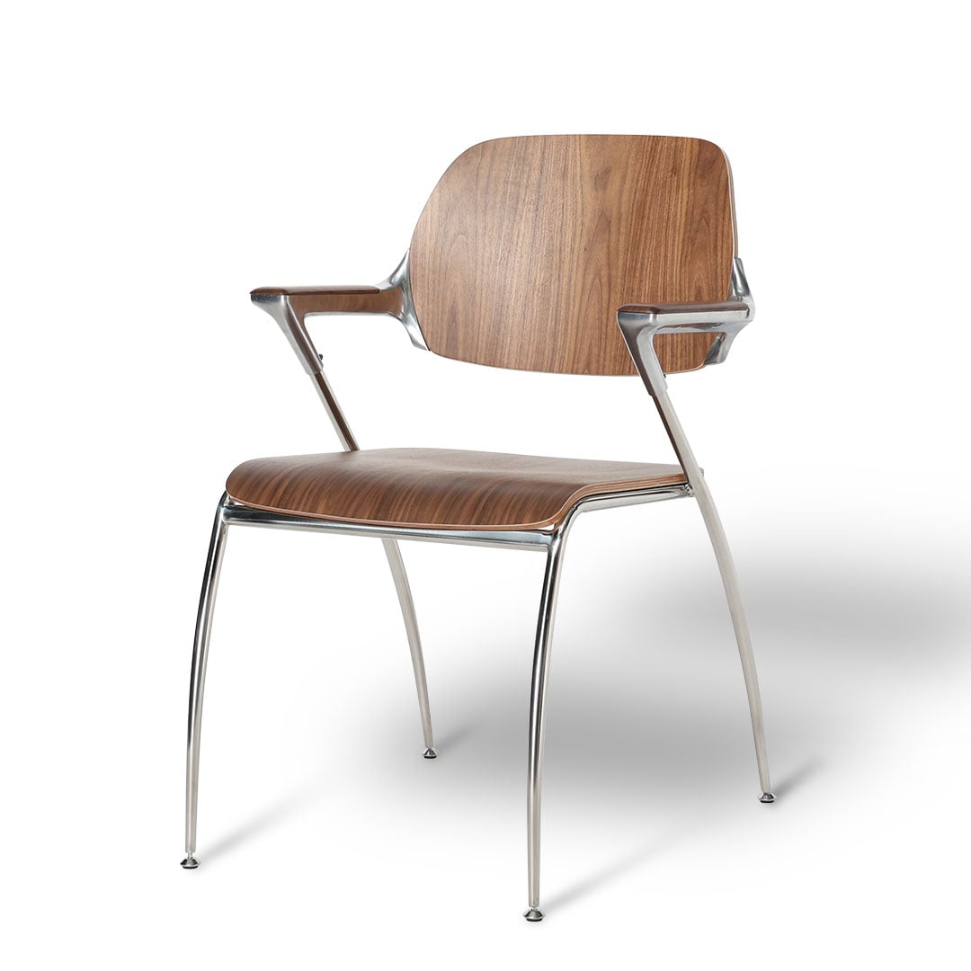 WOOD ALUMINUM ARM CHAIR WALNUT