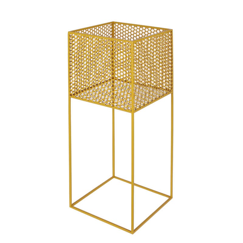 HONEYCOMB MESH PLANTER STAND L YELLOW
