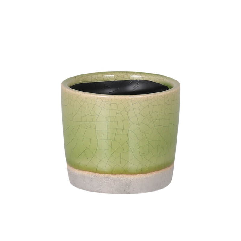 COLOR GLAZED POT COVER LIME GREEN