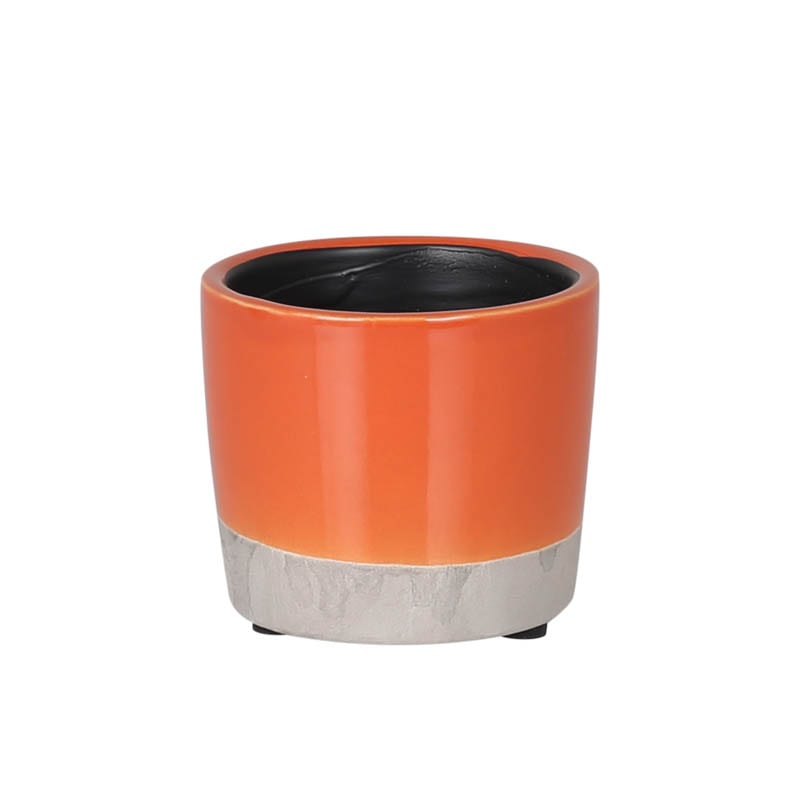 COLOR GLAZED POT COVER ORANGE