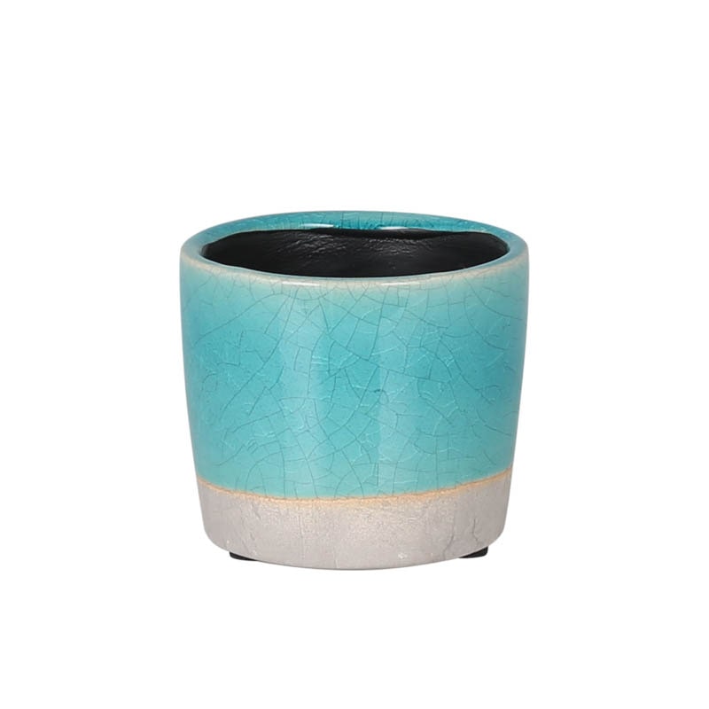 COLOR GLAZED POT COVER TURQUOISE