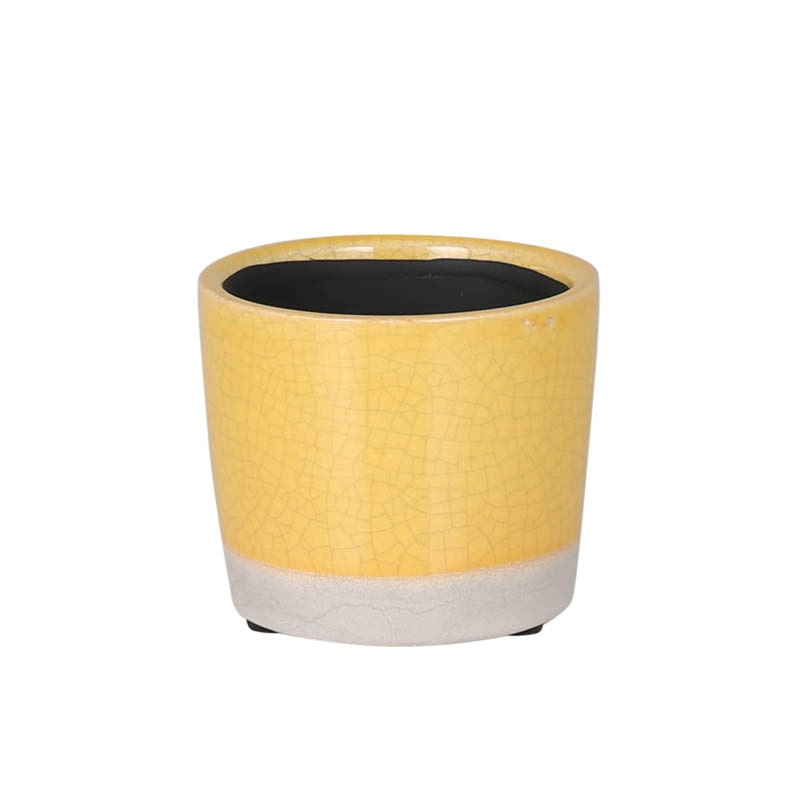 COLOR GLAZED POT COVER YELLOW