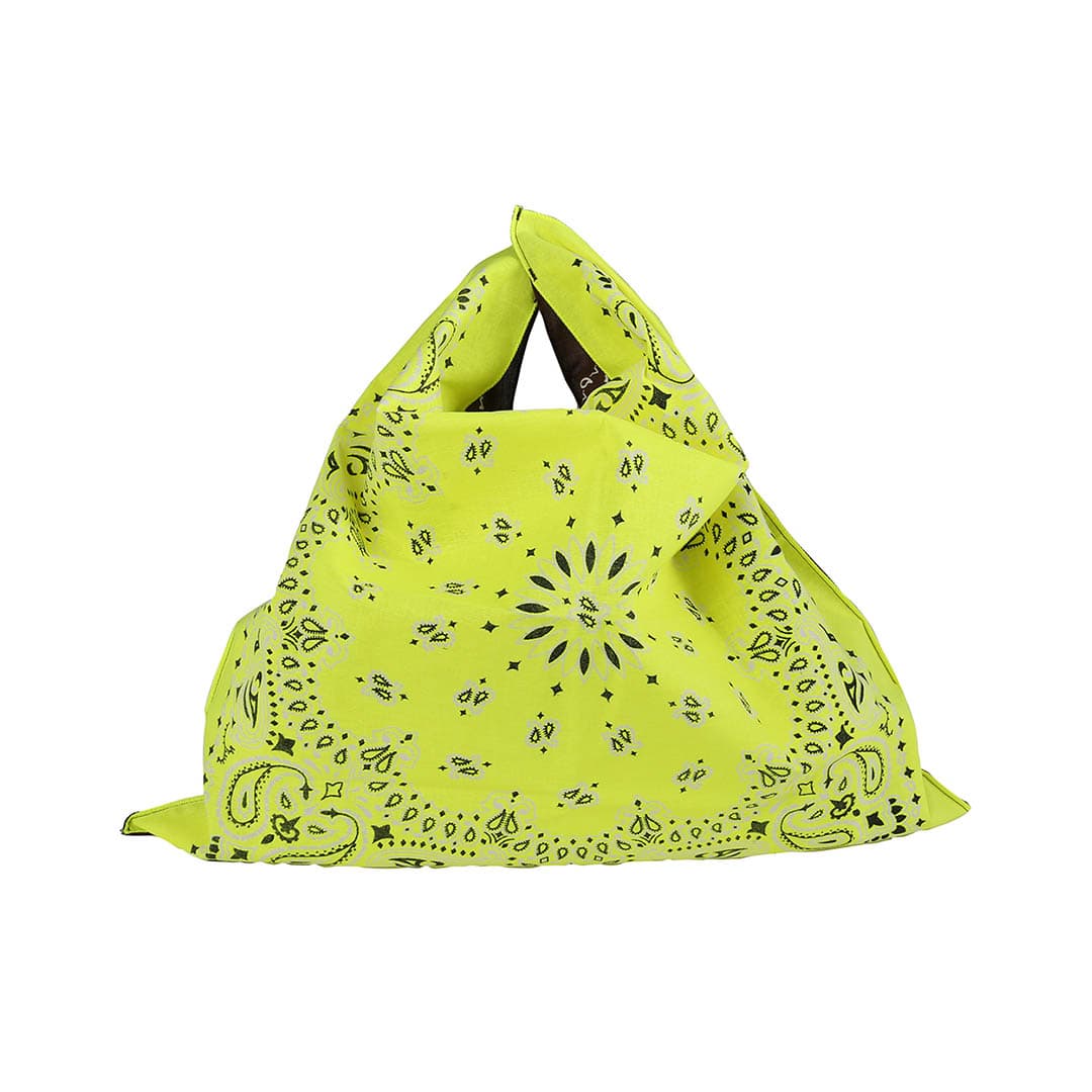 HAVAHANK PAISLEY BI COLOR BAG NEON YELLOW/BROWN