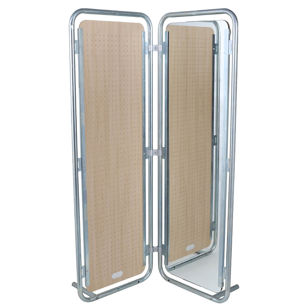STEEL FRAME MIRROR WITH PEGBOARD