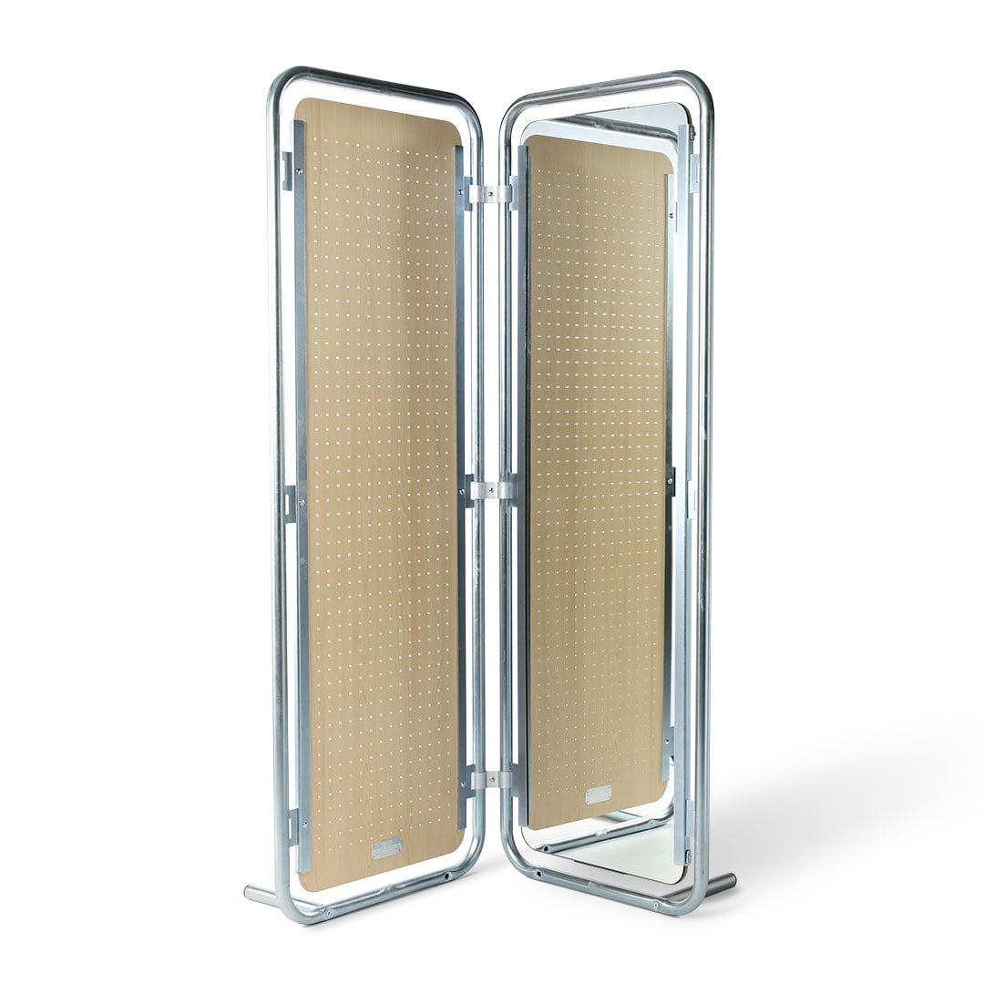 STEEL FRAME MIRROR WITH PEGBOARD
