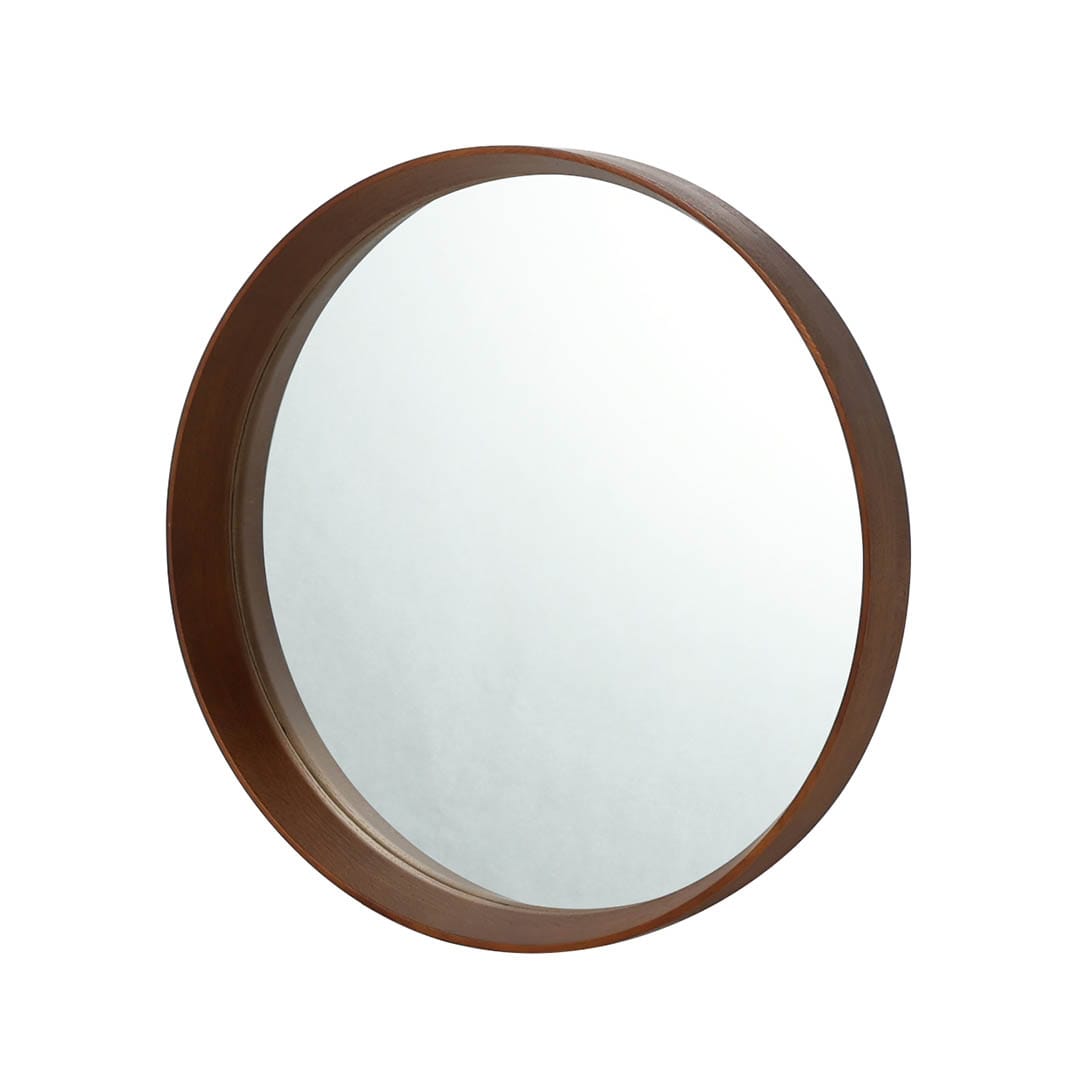 ROUND MIRROR OAK FRAME