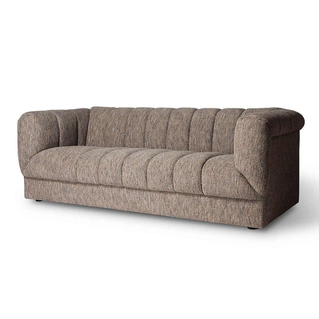 FABRIC SOFA WAVE 3 SEATER BROWN