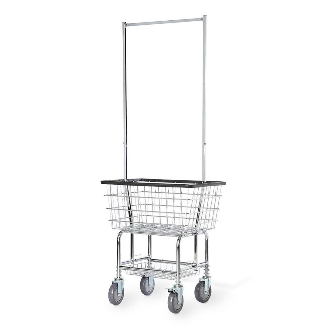 LAUNDRY CART WITH POLE RACK CHROME