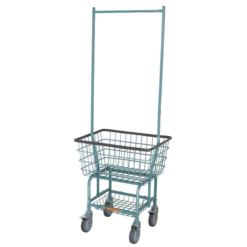 LAUNDRY CART WITH POLE RACK GRAY GREEN