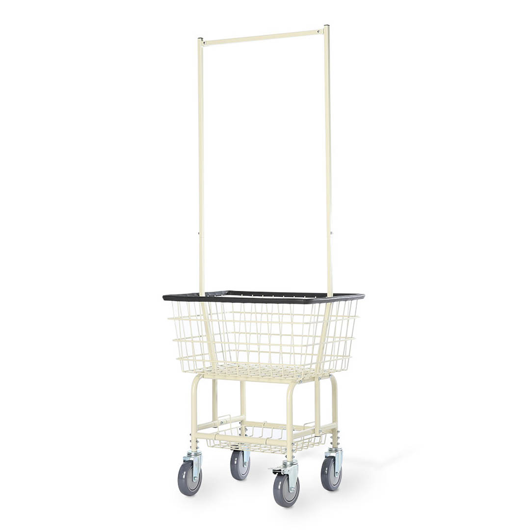 LAUNDRY CART WITH POLE RACK IVORY