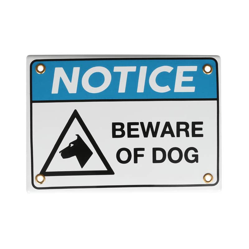 ENAMELED NOTICE SIGN BEWARE OF DOG