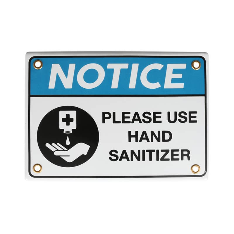 ENAMELED NOTICE SIGN HAND SANITIZER